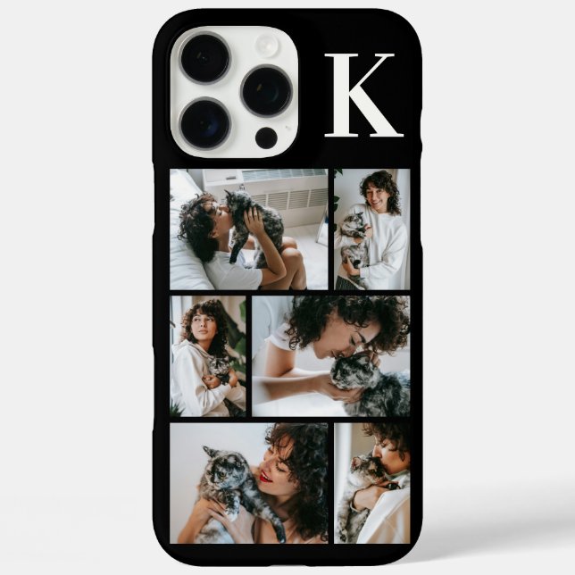 Funda iPhone 16 Pro Max Moderno Foto Negro 6 Mascotas (Reverso )