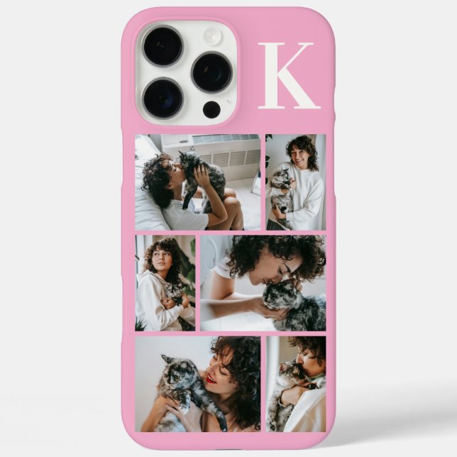 Funda iPhone 16 Pro Max Moderno Foto Rosa 6 Mascotas (Reverso )