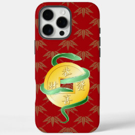 Funda iPhone 16 Pro Max Moneda de oro china del Año Nuevo Lunar de la Serp