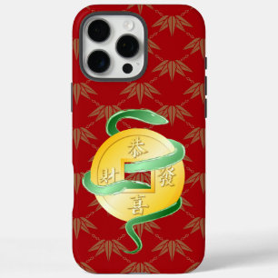 Funda iPhone 16 Pro Max Moneda de oro china del Año Nuevo Lunar de la Serp
