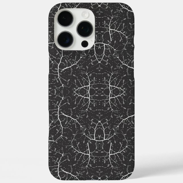 Funda iPhone 16 Pro Max Mono patrón de árbol blanco negro lindo (Reverso )