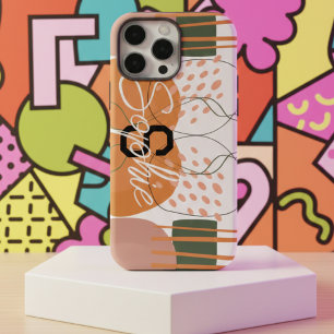 Funda iPhone 16 Pro Max Monograma abstracto de terracota y verde de mediad