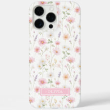 Monograma acuarela de flor silvestre rosa
