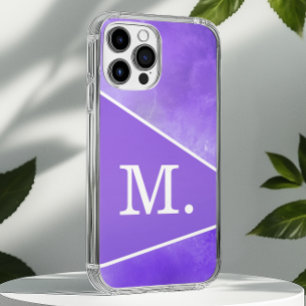Funda iPhone 16 Pro Max Monograma azul violeta moderno