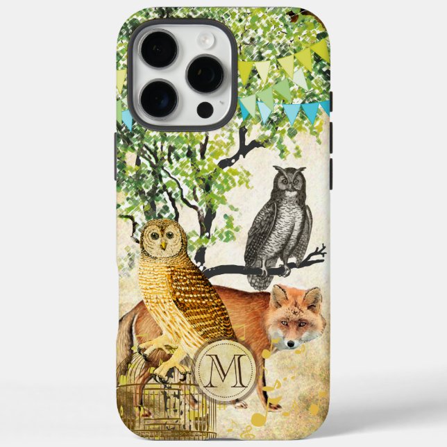 Funda iPhone 16 Pro Max Monograma Bechuga de aves Bechuza Fox para iPhone (Reverso)