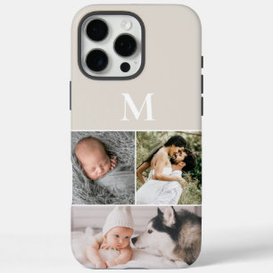 Funda iPhone 16 Pro Max Monograma Beige neutro multifoto personalizado