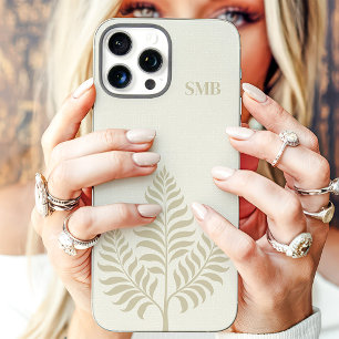 Funda iPhone 16 Pro Max Monograma Botánico Minimalista Crema