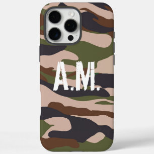Funda iPhone 16 Pro Max Monograma Brown Green del ejército de camuflaje