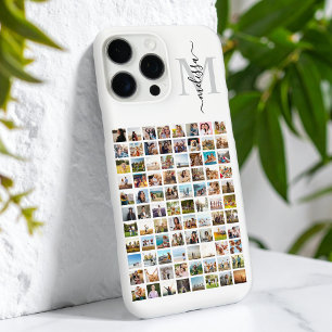 Funda iPhone 16 Pro Max Monograma Collage de fotos personalizado 88