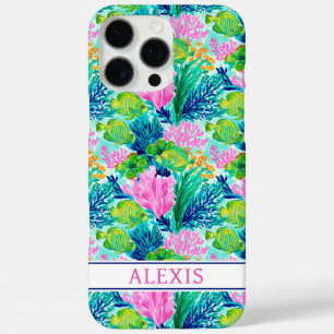 Funda iPhone 16 Pro Max Monograma de Arrecife de Coral en Acuarela