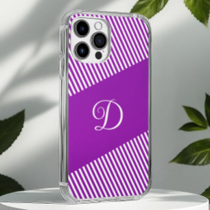 Funda iPhone 16 Pro Max Monograma de bandas púrpura modernas