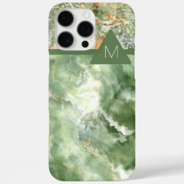 Funda iPhone 16 Pro Max Monograma de Celda de Mármol Verde de Dos Tonos