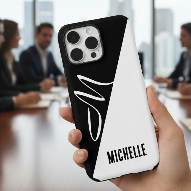 Funda iPhone 16 Pro Max Monograma de escritura elegante monocromo mínimo d (Subido por el creador)