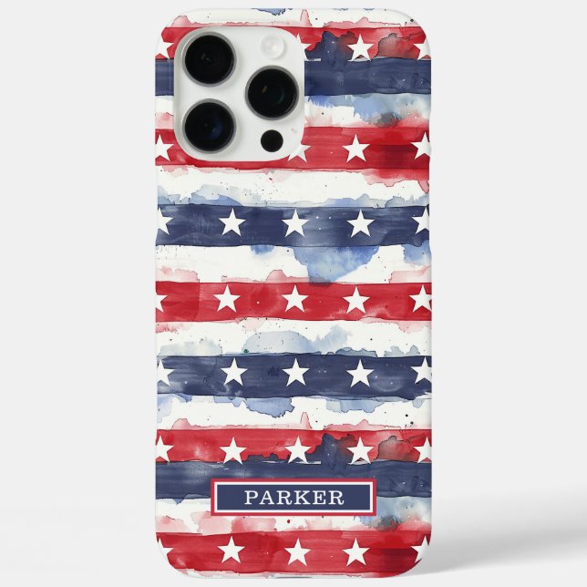 Funda iPhone 16 Pro Max Monograma de Estrellas y Franjas (Reverso )