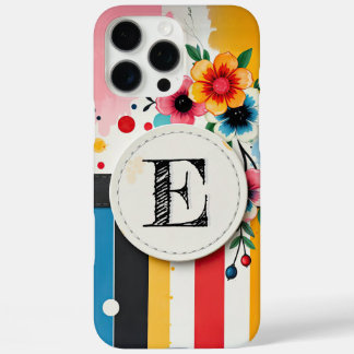 Funda iPhone 16 Pro Max Monograma de Moda de marco de círculo de diseño fl