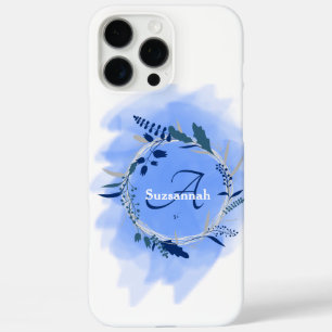 Funda iPhone 16 Pro Max Monograma de nombre personalizado acuarela corona