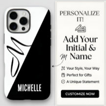 Monograma de nombre personalizado moderno dividido