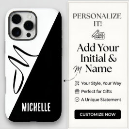 Funda iPhone 16 Pro Max Monograma de nombre personalizado moderno dividido