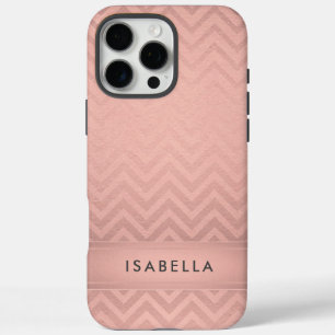 Funda iPhone 16 Pro Max Monograma de Relieve metalizado dorado Rosa de che