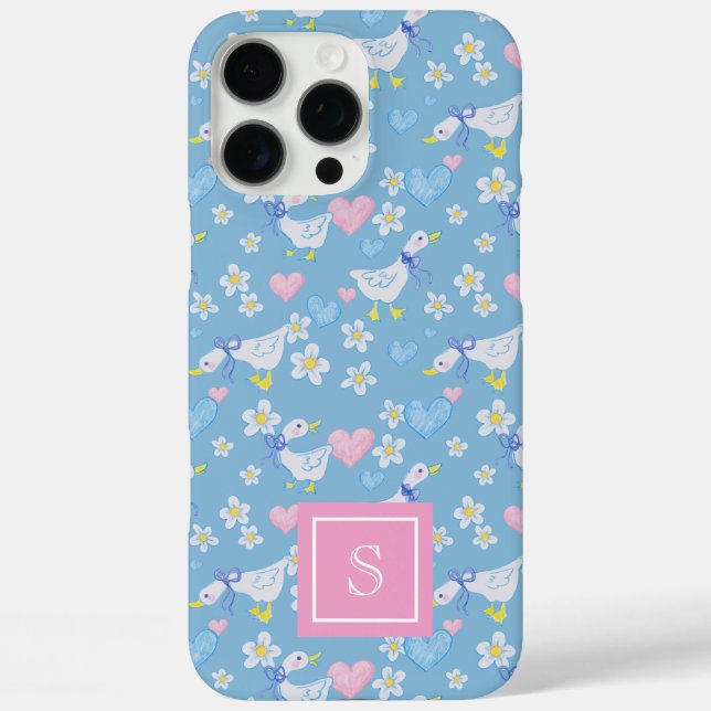 Funda iPhone 16 Pro Max Monograma del patrón de Geese de País Vintage (Reverso )
