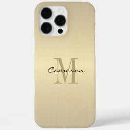 Funda iPhone 16 Pro Max Monograma dorado inicial y nombre personalizado