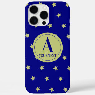 Funda iPhone 16 Pro Max Monograma elegante con patrón de estrellas doradas