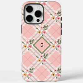 Funda iPhone 16 Pro Max Monograma floral rosado