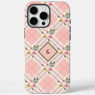 Funda iPhone 16 Pro Max Monograma floral rosado