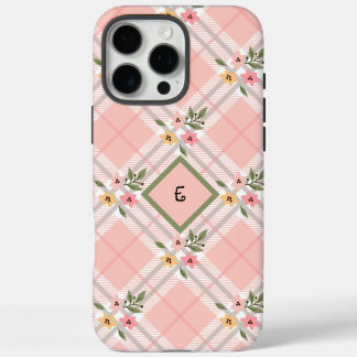Funda iPhone 16 Pro Max Monograma floral rosado