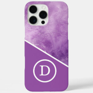 Funda iPhone 16 Pro Max Monograma geométrico púrpura moderno