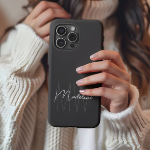 Funda iPhone 16 Pro Max Monograma Gris Minimalista Moderno