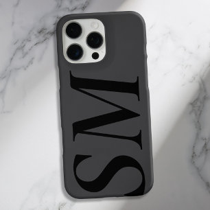 Funda iPhone 16 Pro Max Monograma inicial elegante negrita negra
