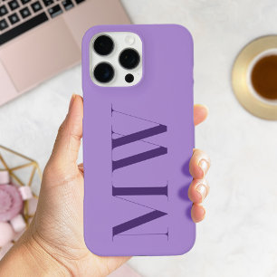 Funda iPhone 16 Pro Max Monograma inicial Minimalista púrpura moderno