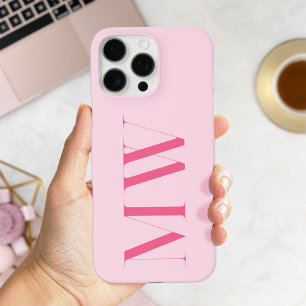 Funda iPhone 16 Pro Max Monograma inicial Minimalista rosado moderno