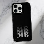Funda iPhone 16 Pro Max Monograma inicial negro moderno minimalista<br><div class="desc">Estuche de Monograma Inicial Minimalista Negro Moderno. Crea tu propio estuche para iPhone personalizado con el nombre inicial del personalizado.</div>
