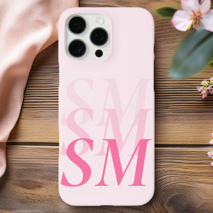 Funda iPhone 16 Pro Max Monograma inicial rosa moderno elegante