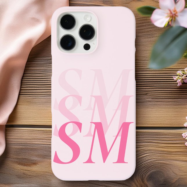 Funda iPhone 16 Pro Max Monograma inicial rosa moderno elegante (Subido por el creador)