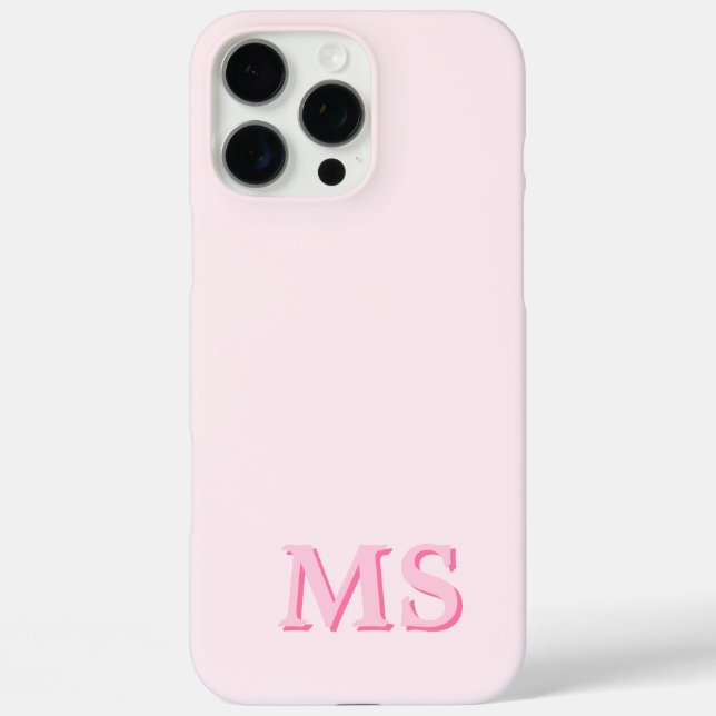Funda iPhone 16 Pro Max Monograma inicial rosado moderno (Reverso )