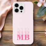 Funda iPhone 16 Pro Max Monograma inicial rosado moderno minimalista<br><div class="desc">Estuche de teléfono monograma inicial rosado Minimalista moderno. Crea tu propio estuche para iPhone personalizado con el nombre inicial del personalizado.</div>