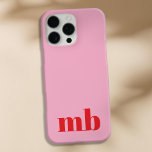 Funda iPhone 16 Pro Max Monograma inicial rosado rojo moderno minimalista<br><div class="desc">Estuche minimalista Moderno de Monograma Inicial. Crea tu propio estuche para iPhone personalizado con el nombre inicial del personalizado.</div>