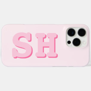 Funda iPhone 16 Pro Max Monograma inicial rosado simple