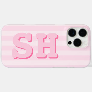 Funda iPhone 16 Pro Max Monograma inicial rosado simple
