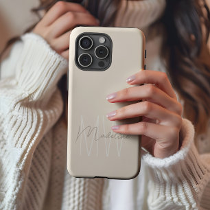 Funda iPhone 16 Pro Max Monograma minimalista moderno crema