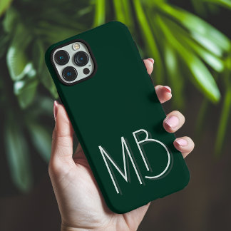 Funda iPhone 16 Pro Max Monograma minimalista personalizado en verde bosqu