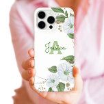 Funda iPhone 16 Pro Max Monograma Moda de escritura dorada de color blanco<br><div class="desc">Una moda, impresionante, sofisticada, blanca y falsa purpurina dorada color de agua floral con tipografía de escritura personalizada y un monograma tipo san serif superponen inicialmente un elegante y ventilado fondo blanco en esta moda, elegante y moderna caja de teléfonos celulares. Personaliza con tu nombre y monograma. Hace una declaración...</div>