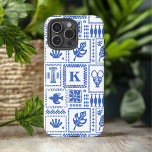 Funda iPhone 16 Pro Max Monograma Modelo de resumen de color blanco azul m<br><div class="desc">Monograma Patrón de resumen azul moderno para teléfono Funda para iPhone 16 Pro Max presenta un patrón de objetos abstractos con su monograma personalizado en el centro. Un regalo perfecto para ella para Navidades, cumpleaños, Día de la Madre y más ya sea novia, hermana, madre, amigos. Creado por Evco Studio...</div>