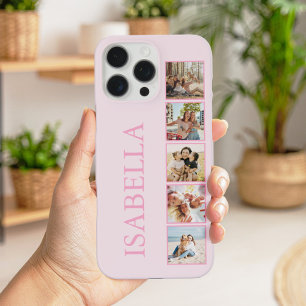 Funda iPhone 16 Pro Max Monograma moderno de Personalizado rosa Minimalist