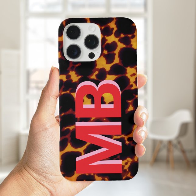 Funda iPhone 16 Pro Max Monograma moderno de Tortoiseshell (Subido por el creador)