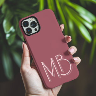 Funda iPhone 16 Pro Max Monograma moderno Puce Iniciales Fundas-Mamáes con