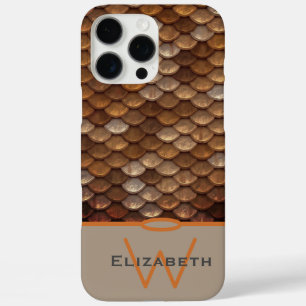 Funda iPhone 16 Pro Max Monograma Nombre personalizado Escalas metálicas d